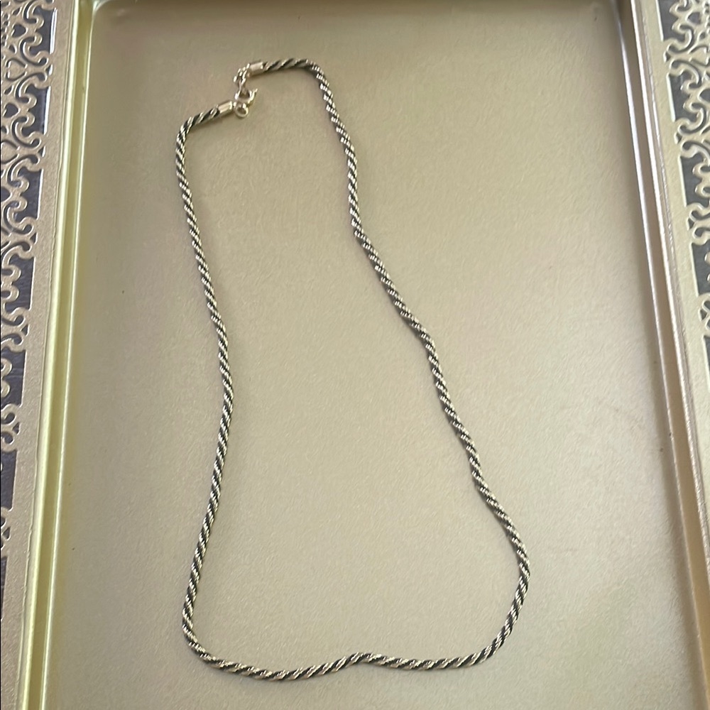 Vintage Black & Gold Tone Twisted Rope Necklace 23 inches